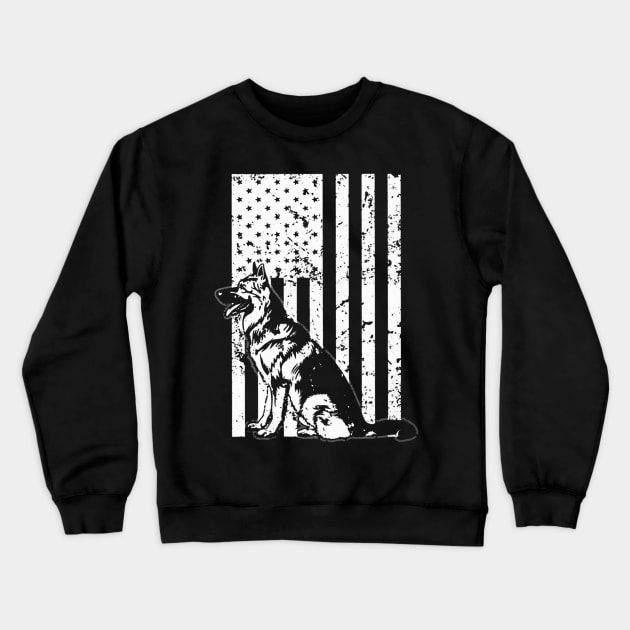 German Shepherd Gsd K9 Dog American Flag Crewneck Sweatshirt by QUYNH SOCIU